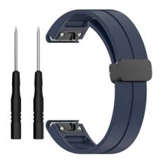 Garmin Fenix 7X/6X/6X Pro etc. Klockarmband i silikon med magnetlås - Mörkblå