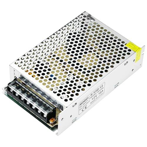 QWORK® Växelströmsförsörjning, DC 12V 10A LED Effekttransformator, 120W, tillämpas på automatisering, LED-skärm, kommunikation