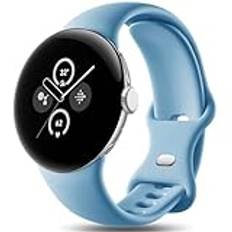 Easuny remmar kompatibla med Google Pixel Watch 2 rem/Google Pixel Watch-rem, justerbar mjuk silikon sportrem för Google Pixel Watch/Pixel Watch 2 2023 för kvinnor män, stor blå