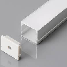 2m aluminiumsprofil sett - LED-Stripe profil, overflatemontering, 200x3x2cm