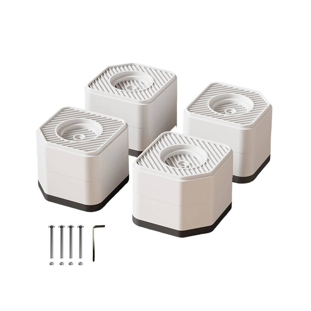 Anti Vibration Pads for Washing Machine - Heavy Duty Non-Slip Rubber Feet & Height Risers for Stability White