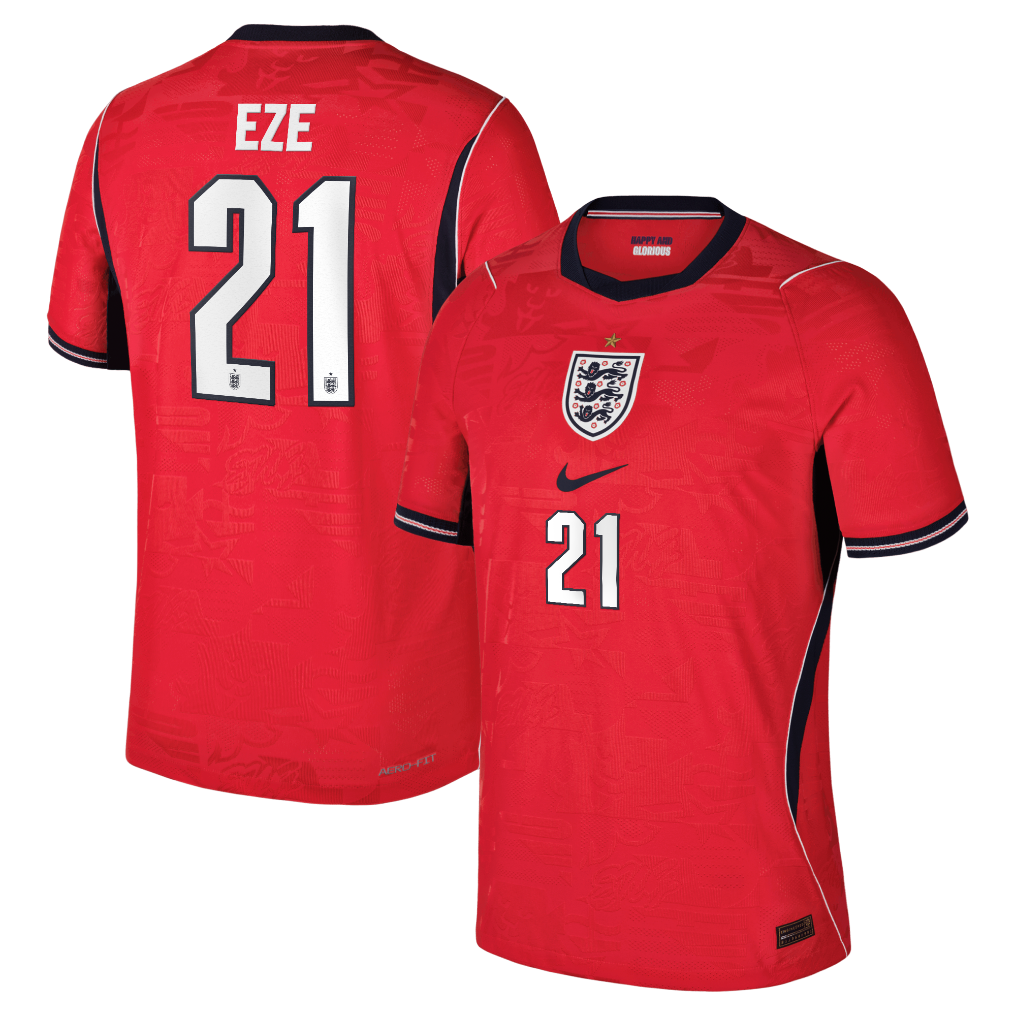 England Nike Away Aero-FIT Match Shirt 2026 with Eze 21 printing