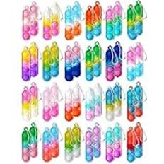 Förpackning med 48 mini silikon nyckelring leksaker, pop push it fidget-leksak, anti-stress sensoriska pop Fidget-leksaker med nyckelring, poppet bubbla fingerleksaker