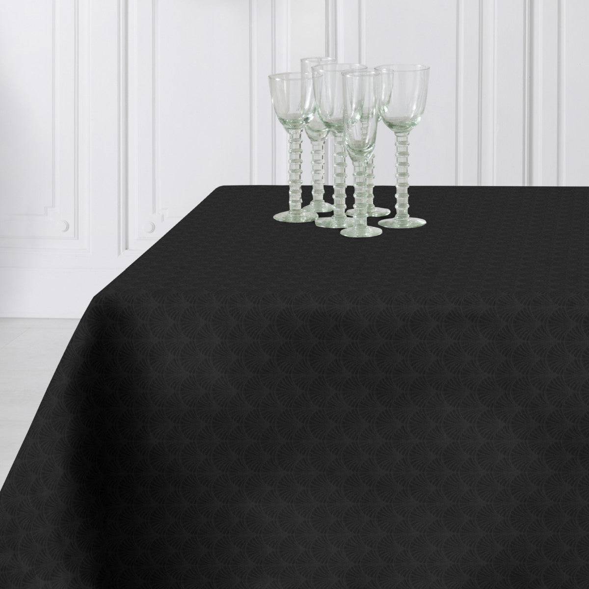Amigoni Sort - Jacquard vævet akryldug, 180 cm bred