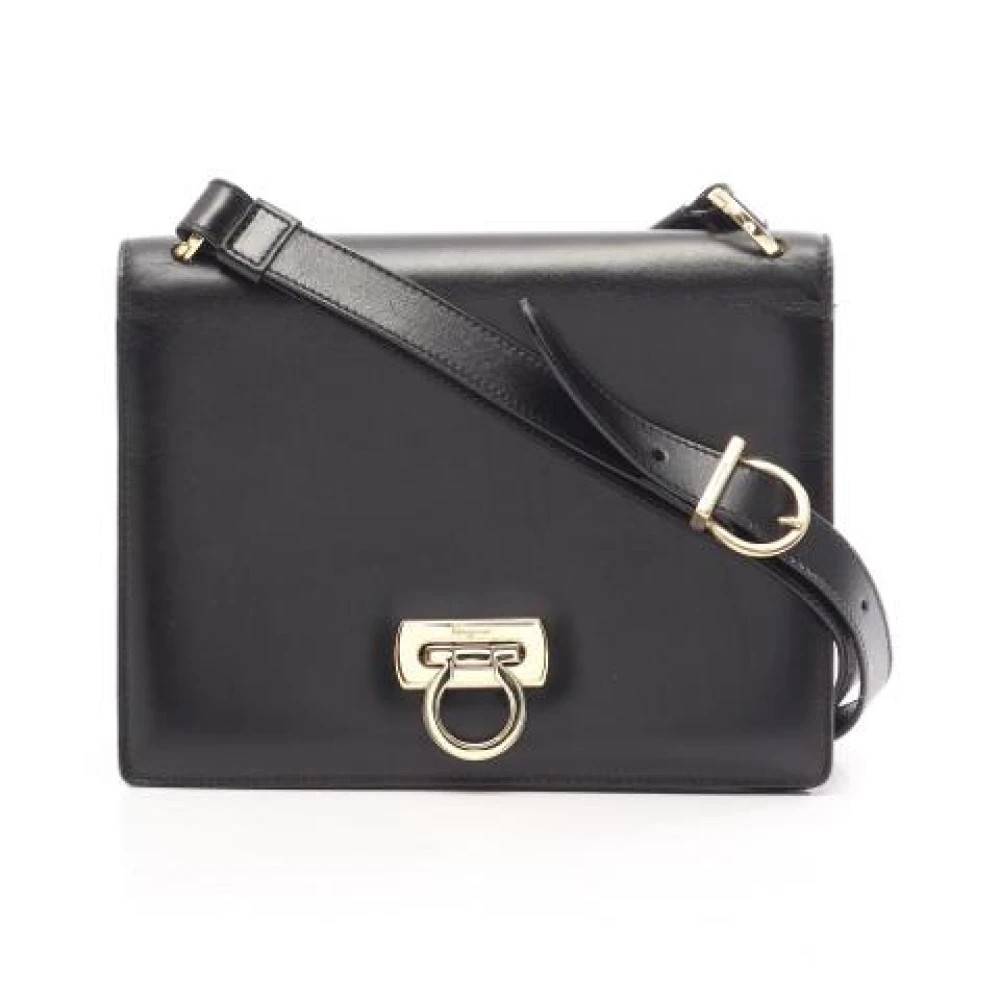 Salvatore Ferragamo Pre-owned Pre-owned Laeder skuldertasker - Vintage - Dame - Sort - ONE SIZE - Uld