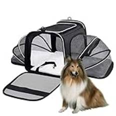 Transportlåda för hundar, utbyggbar transportbur för katter – kattresväska, andas, mjuk, katt bärsele | hund reseväska, avtagbar hundväska för resor, shopping, promenader