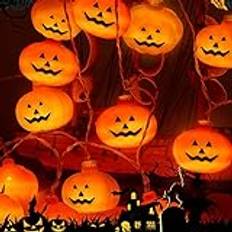 Halloween-ljusslinga, 6 m, med 40 LED-lampor, pumpa-ljuskedja för halloween, LED-halloweendekoration, ljusslinga med batteri, vattentät för utomhusbruk, för jul, halloween, fest, park, trädgård och