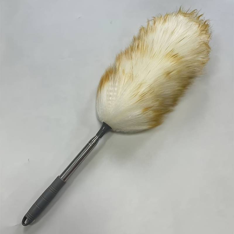 TEMU Retractable Lamb Wool Duster, Natural Long Feather Duster, Suitable For Cleaning Fans, Ceilings, Bookshelves, Home And Office