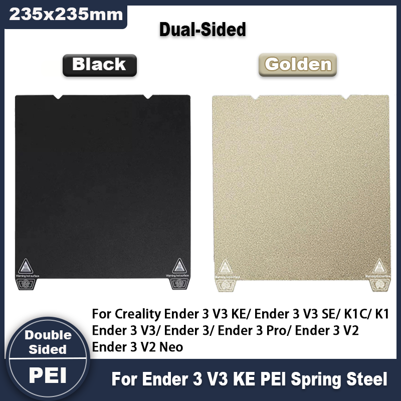 For Creality Ender 3 V3 KE/SE PEI Spring Steel 235x235mm, Texture PEI Sheet Heated Bed for K1C/K1/Ender 3/3 Pro/3 V2/V2 Neo/3 V3