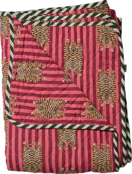EJA Quilt Ethnic plaid i bomuld, tiger/pink – EJA - 140 x 180 cm tiger/pink -
