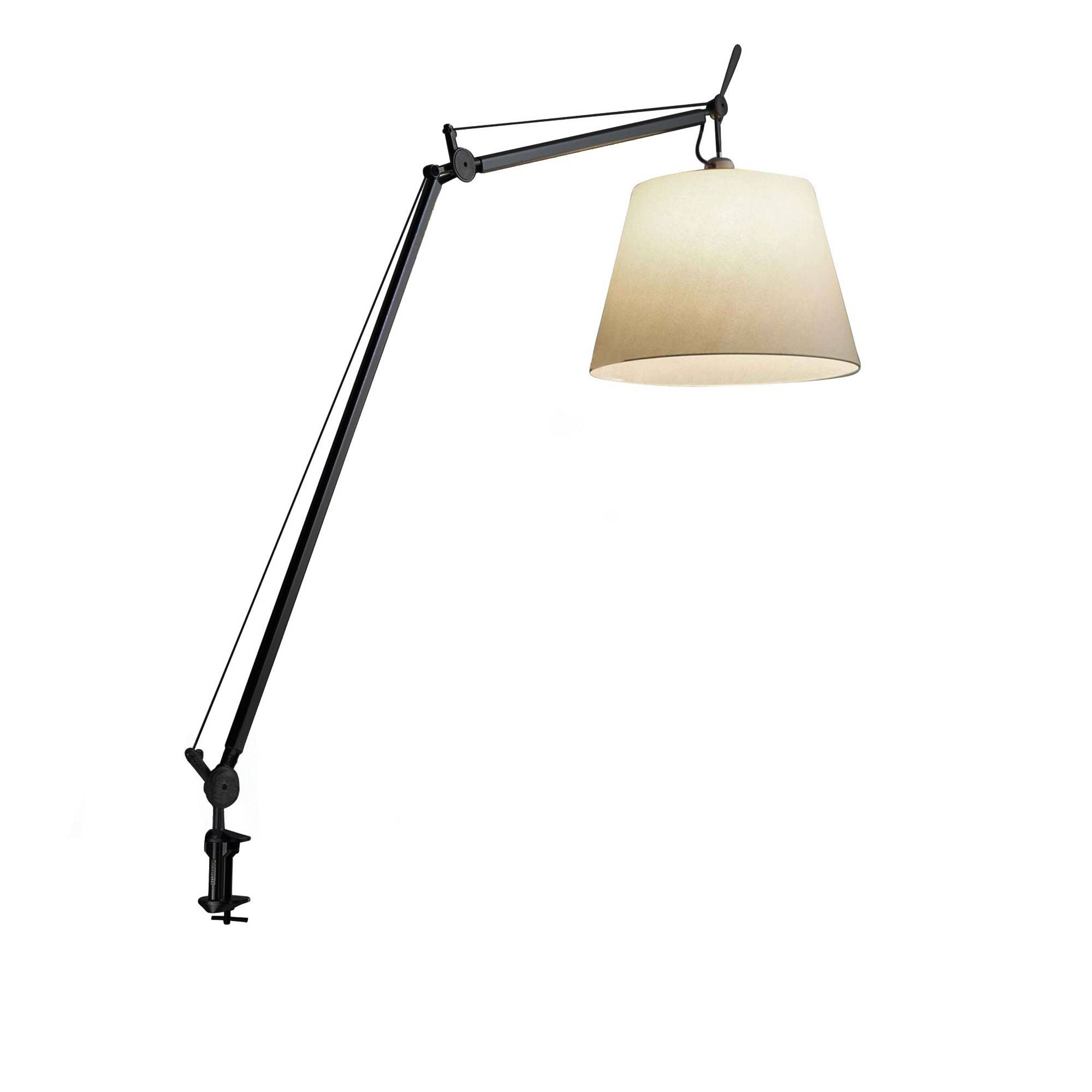 Artemide - Tolomeo Mega Skrivbordslampa, Svart, Skärm i Svart satintyg Ø 42 cm, Med On-off knapp - Bordlamper - Giancarlo Fassina,Michele De Lucchi - Sort