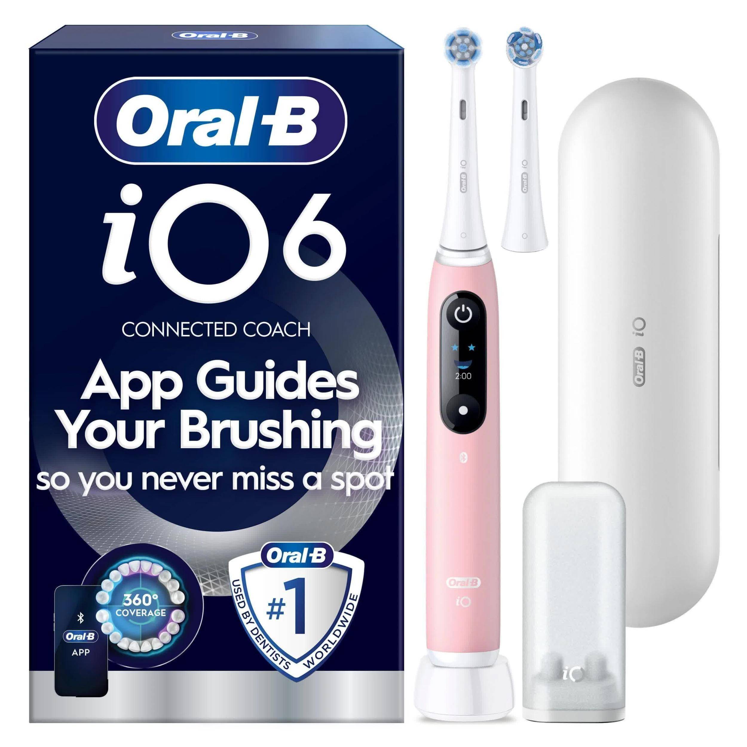Oral-B iO6 Sensitive Elektrisk Tandbørste - Inkl. Ekstra Tandbørstehoved - Pink Sand