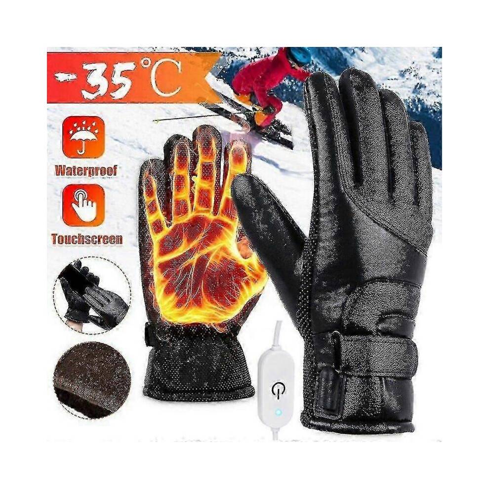 Winter Warm Men's USB Heated Gloves Outdoor Motorcycle Gloves Gift