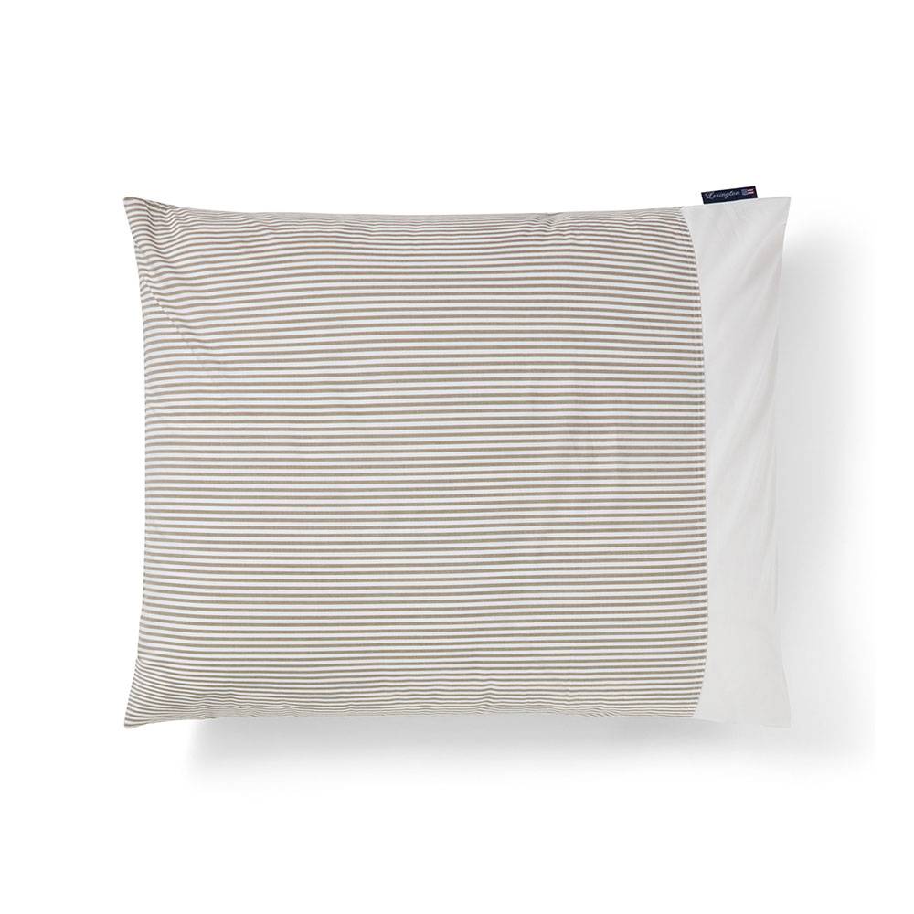 Lexington Striped Cotton Percale Örngott 50x60 Olive / White (50x60)