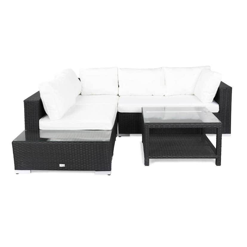 Loungegrupp Comfort Garden Bahamas 4-sits med Avslut och Bord med Hylla 75x75 Utomhus