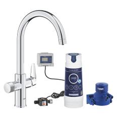 Grohe Blue Pure BauCurve Küchenarmatur Starter Set, mit C-Auslauf und S-Size Filter, chrom