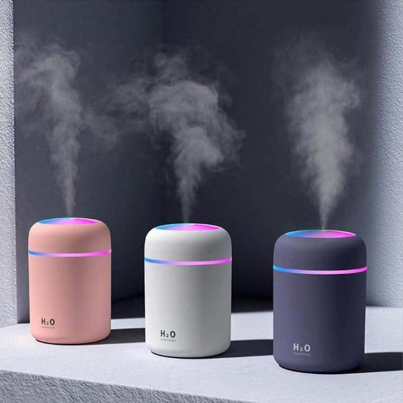 H2O luftfuktare / humidifier med LED-ljus (finns i flera färger) - Mörkgrå