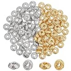 PH PandaHall 100 st Brickor Spacer Beads 6,5 mm Mässingspärlor Guld och Silver Pärlor Metall Spacer Pärlor Små Spacer Pärlor för DIY Smycken Hantverk