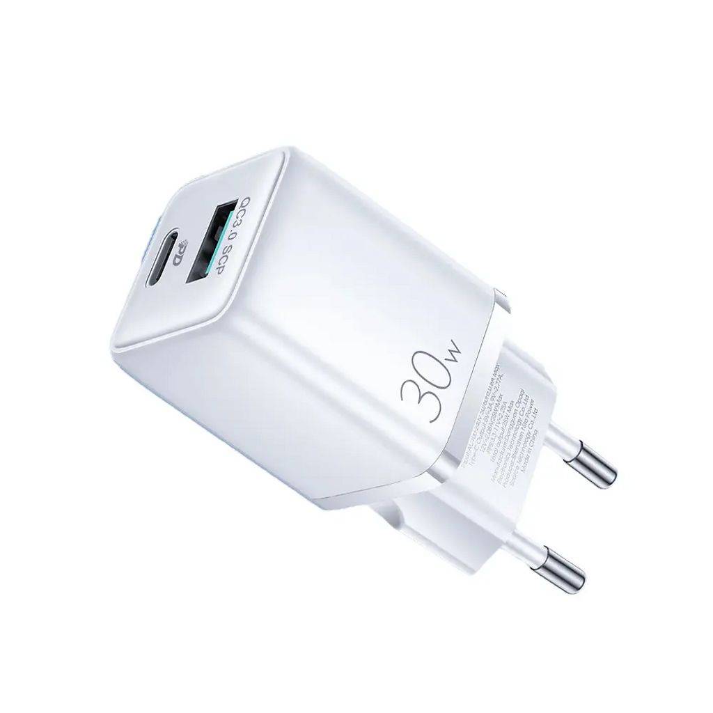 SiGN Hurtigoplader til Samsung USB & USB-C, PD & Q.C3.0, 3A, 30W - Hvid