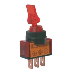 Vippekontakt 2-pol/3-pin ON-OFF 12VDC transparent rød TIPA