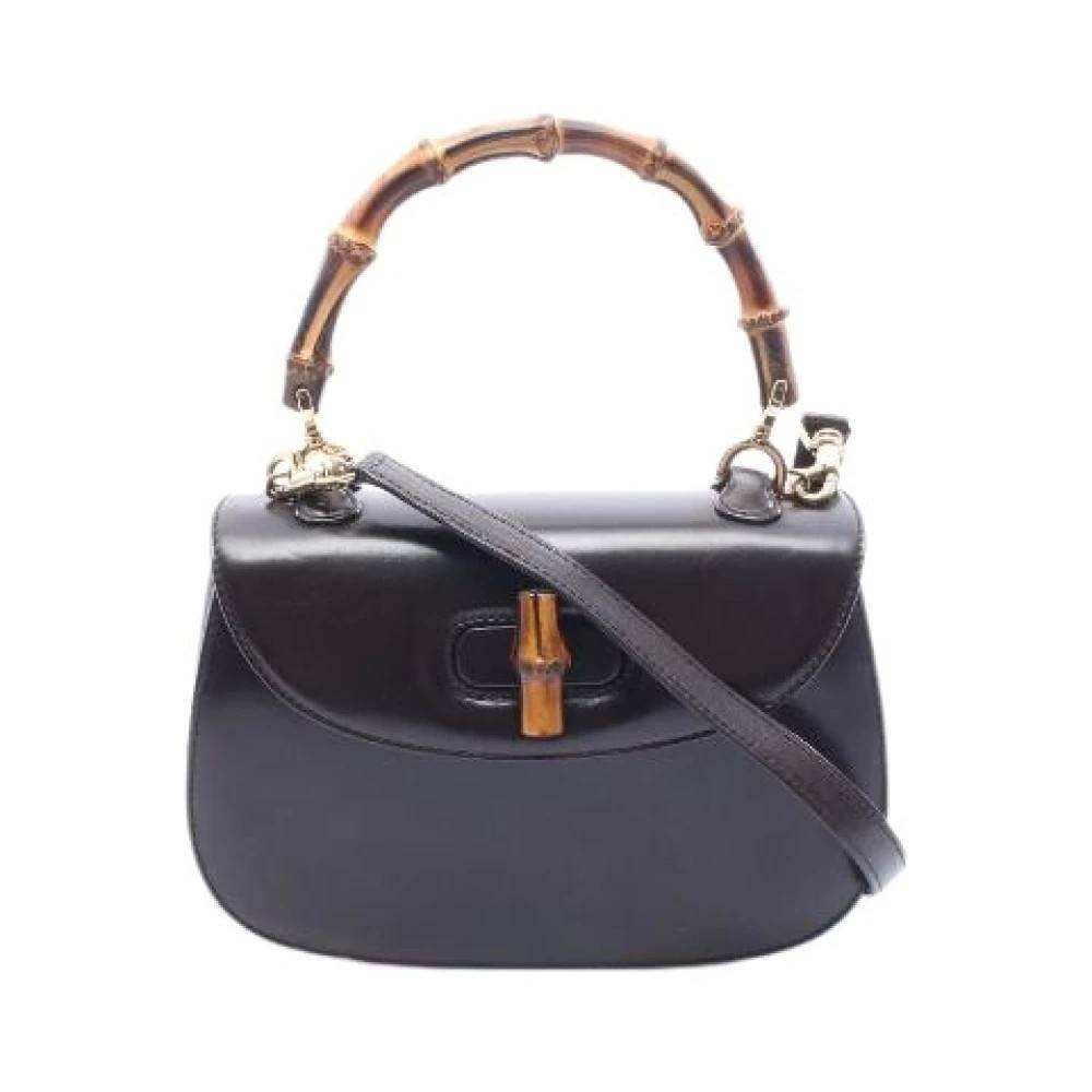 Gucci Vintage Pre-owned Bamboo Læder 2way Håndtaske - Vintage - Dame - Sort - ONE SIZE - Læder