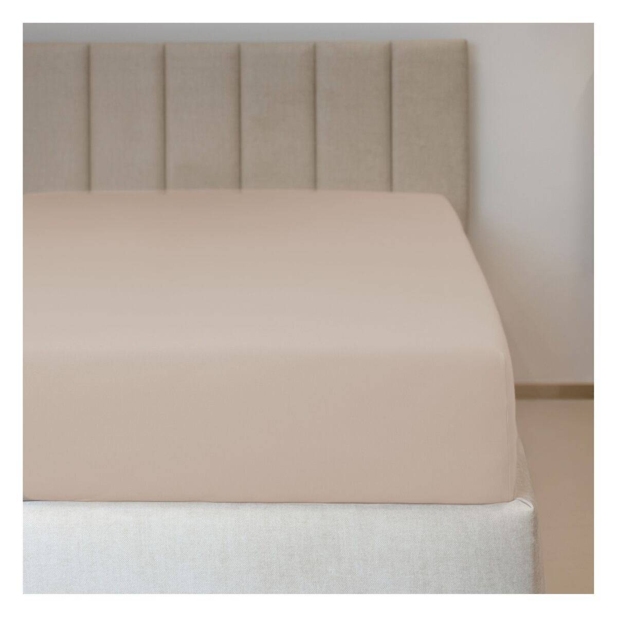 Bomuldsjersey lagen, beige størrelse sengetøj 180x200