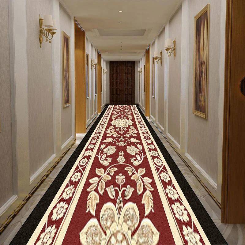 European Retro Floral Long Corridor Carpet Washable Runner Stairway Rug Luxury Aisle Long Corridor Non-slip Mat Customizable 160*200cm