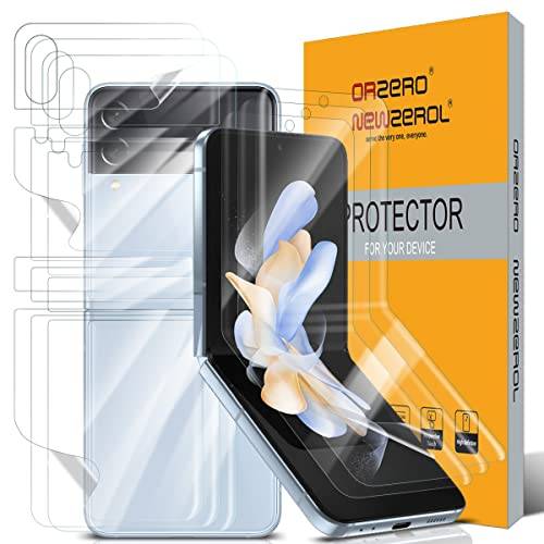 NEWZEROL 3-delat skärmskydd kompatibelt med Samsung Galaxy Z Flip 4 5G [heltäckning] [repfri] [Bubbelfri] [Lätt att installera] mjuk TPU