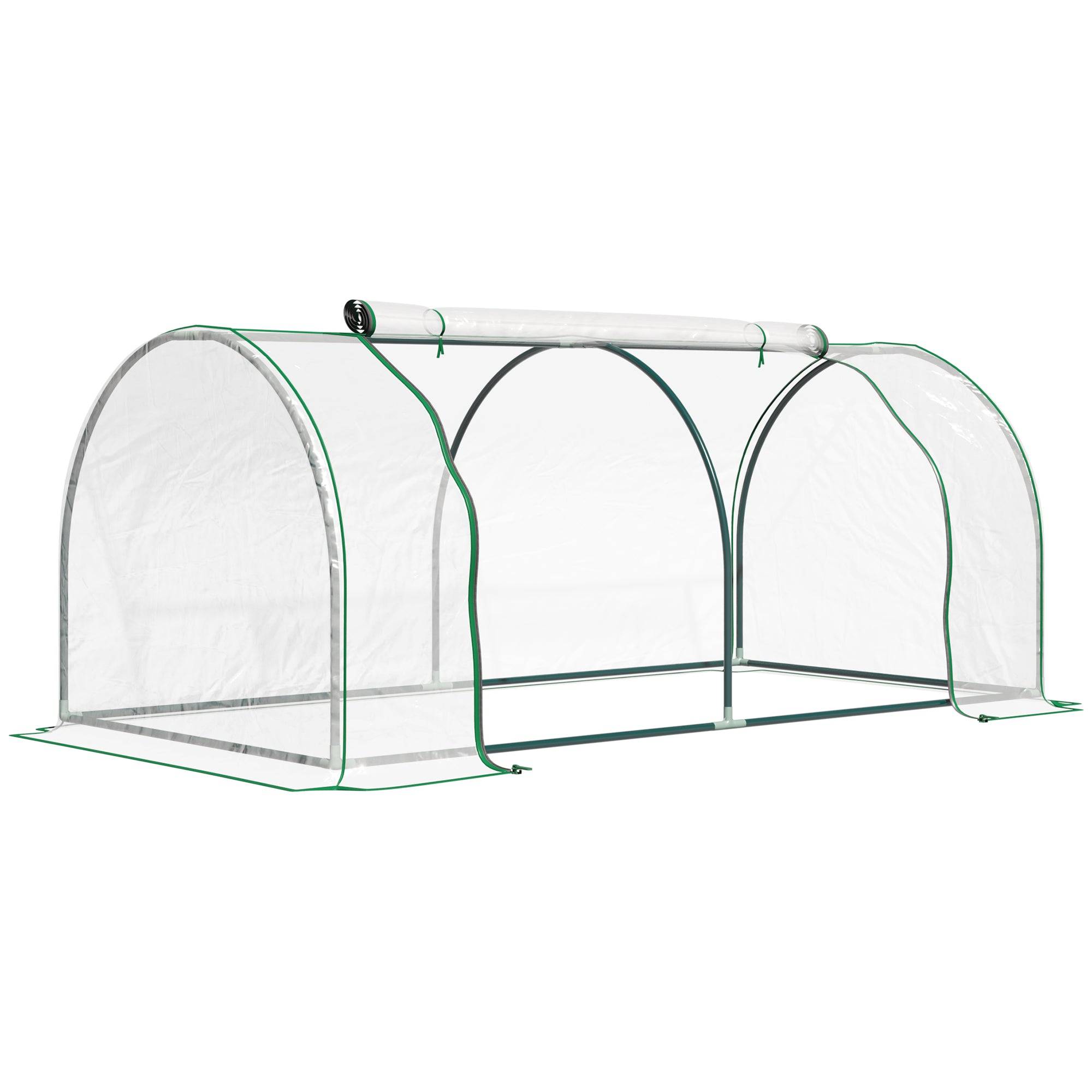 Drivhus, væksthus med dør, kold ramme, plantehus, plantedyrkning, stål, plast, 200 x 100 x 80 cm, grøn
