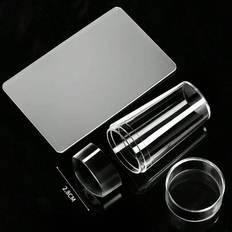 Genomskinlig nagelstämpel med skrapa 2st gelé silikonstämpel för franska naglar manikyrsats Nail Art stämpelverktygssats