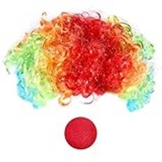 Swiixxer Clownnäsa rött skum flerfärgad clown peruk för lyxig maskerad cosplay klänning