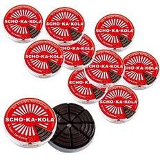 Set om 10 Scho-Ka-Kola delikat choklad 100 g burk/energichoklad/choklad/chokladkakola