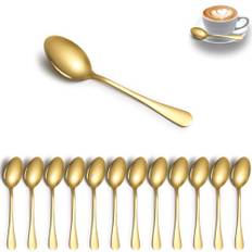 ReaNea Guld teskedar set med 12, rostfritt stål efterrätt, kaffesked, omrörningssked, latte för hem, restaurang, hotell, bröllop, evenemang, fester