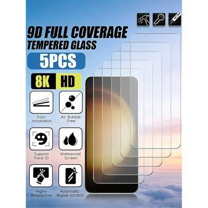 5 st. skärmskydd i härdat glas kompatibelt med Samsung Galaxy S26/A57/A26/A16 5G/A15/A14/A54/A55/A52, 15T, Note 15 14 13 12, Honor 600 Lite smartphone - Genomskinlig (Multi-size)