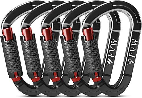 RIGINADO Karabiner-Kletterausrüstung, 5 Stück, UIAA-zertifiziert, 25 KN, automatisch verriegelnde Kletterklammern für Hängematten, Schaukeln, verschließbare Hundeleine und Geschirr, Camping, Wandern