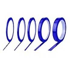 TIMJJG 5 rullar snabbpositioneringstejp, blå mylar-tejp, maskeringstejp med tunn linje, multifunktionell självhäftande tejp, för whiteboard, etikett, dekoration (2/3/6/10/15 mm x 66 m blå)