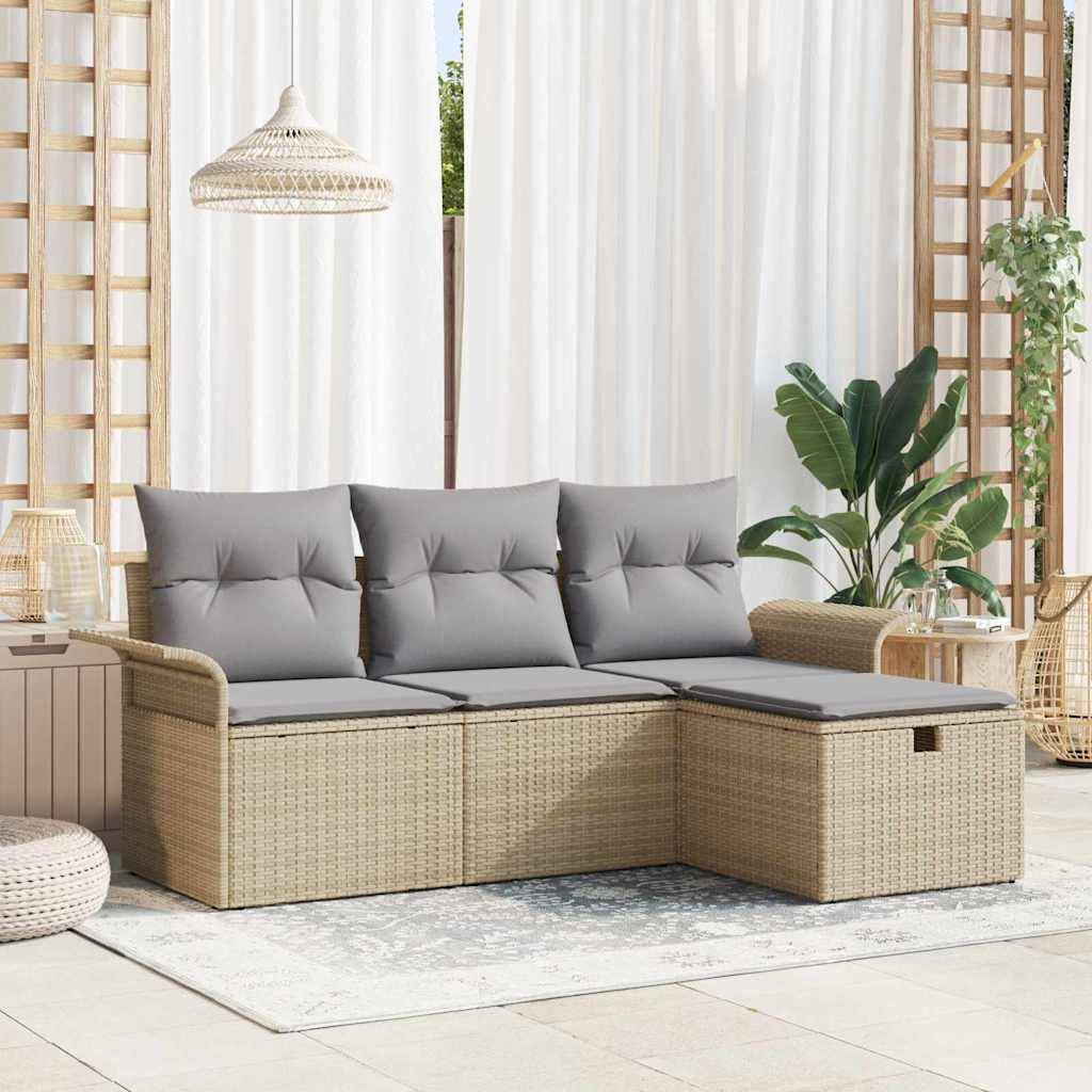 vidaXL Havesofa Sæt 4 stk. Poly rattan