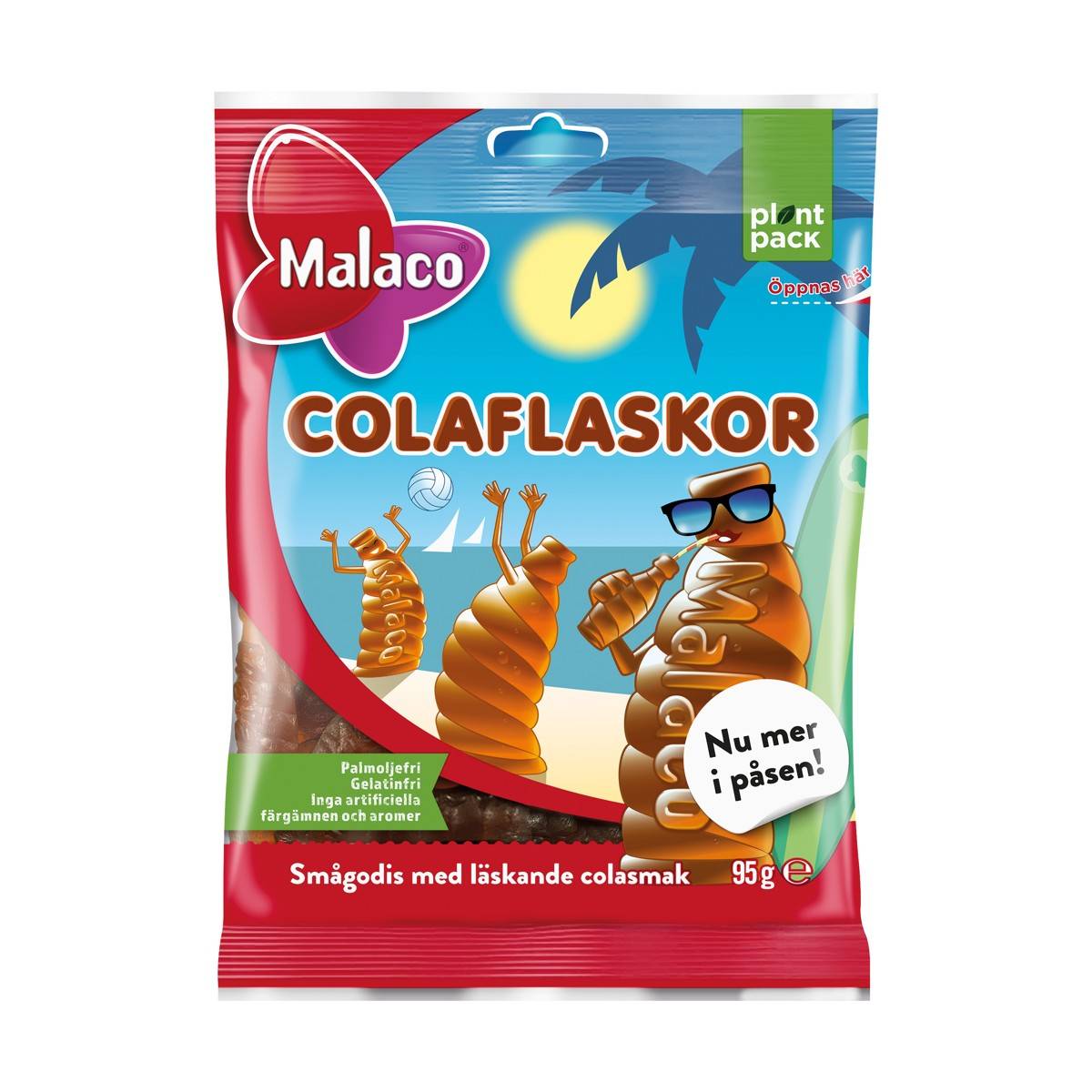 Godis Malaco Colaflaskor, söt-syrlig, 95 g