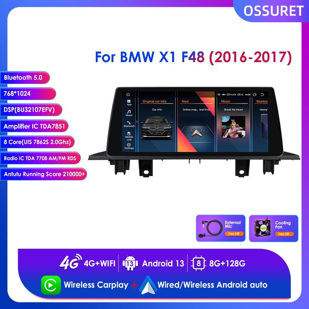 Ossuret För BMW X1 F48 (2016-2017)NBT med GPS-navigation Radio Video Bilstereo Multimediaspelare Trådlös Carplay Android Auto Intelligent Skärm