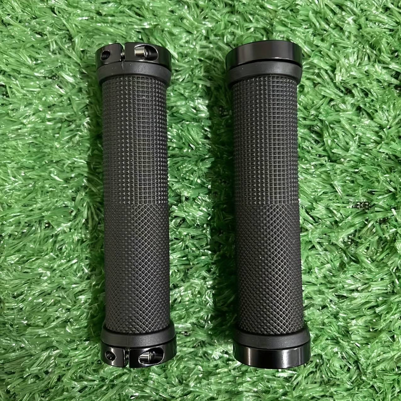 TEMU Mountain Bike Handlebar Grips, Double-sided Aluminum Alloy Locking Ring Rubber Handlebar Anti-slip Grips, Cycling Equipment