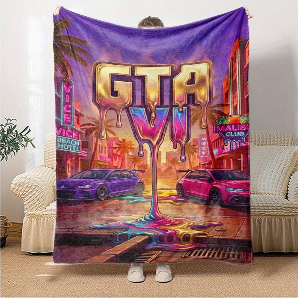 Gta Blanket Ultra-Soft Perfect for Sofa Office Seaside All-Season Use Modern Style Unique Gift for Family and Friends Camping