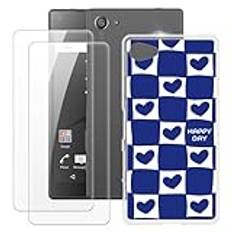 OAGELIM Tillverkad för Sony Xperia Z5 Compact Case + 2 st skärmskydd härdat glas, stötsäker stötfångare mjukt silikon TPU-fodral för Sony Xperia Z5 Compact (4,6 tum)