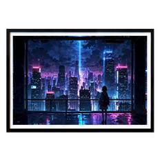 Places & Cities Poster: Neon City Skyline by LukeMotive