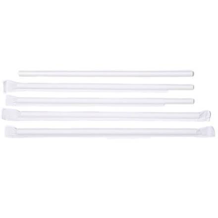 Papirsugerør Ø8x230 Mm Hvid Uden Knæk Enkeltpakket 500 Stk..