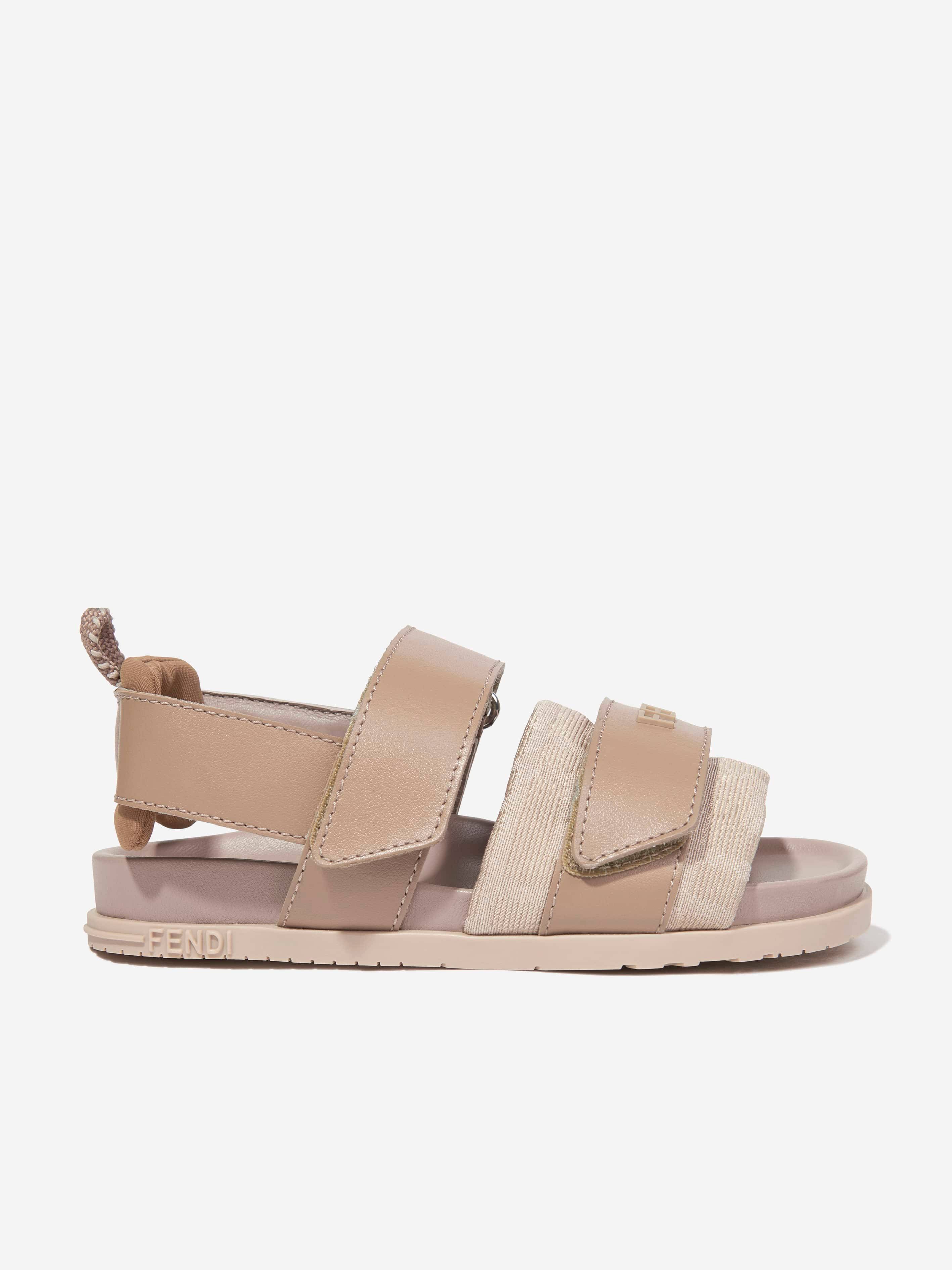 Fendi Kids Leather Logo Sandals in Beige - Beige / EU 33 UK 1 (EU 33 UK 1)
