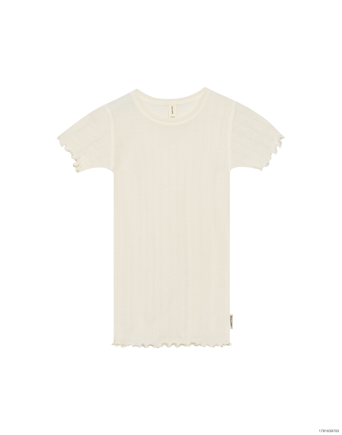 T-shirt med hulmønster i merinould/silke til børn
