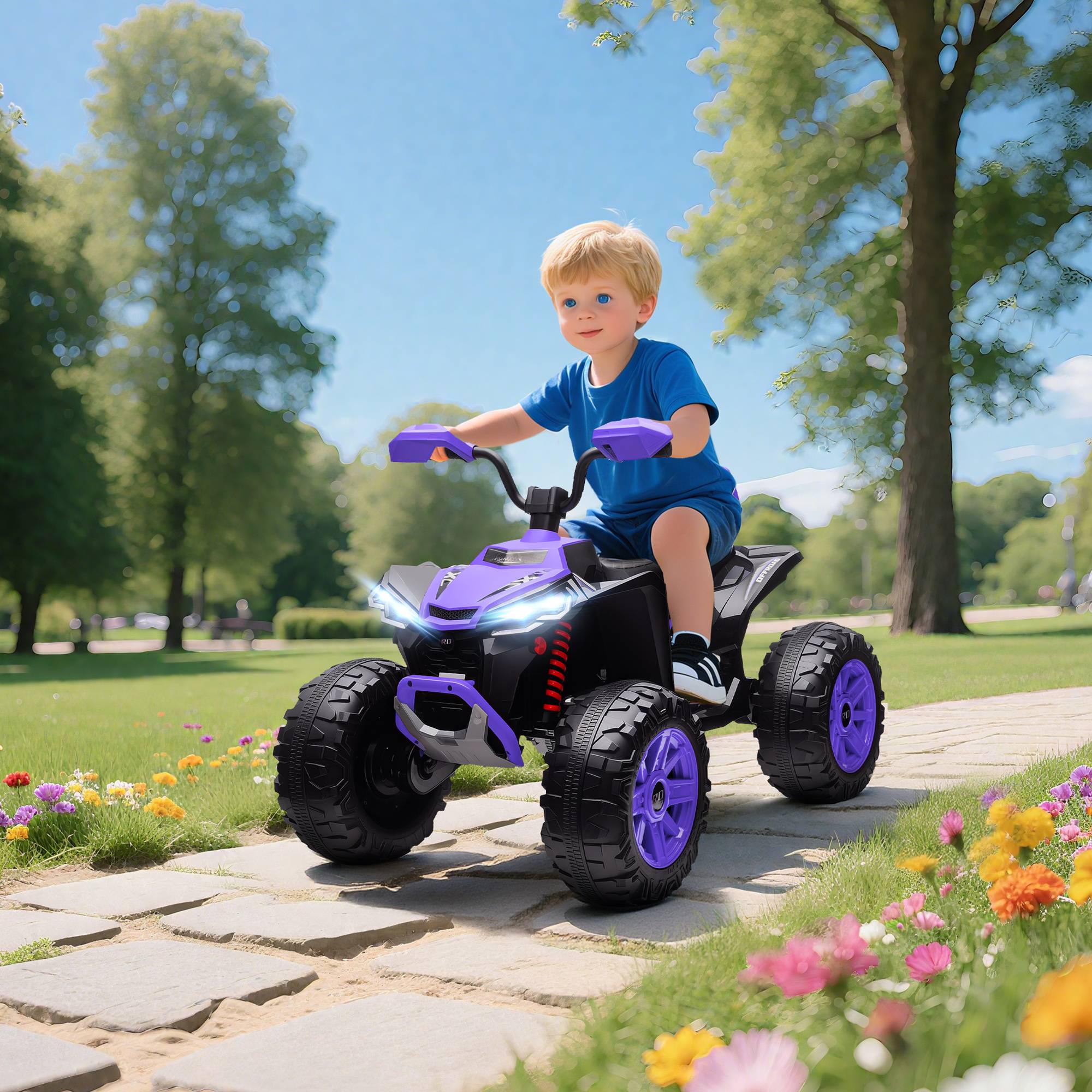 Børns Elektriske ATV, 24V Elbil med 4 Hjul, Forlygter, USB-Port, MP3-funktion, 6,5 km/t, 3-8 År.