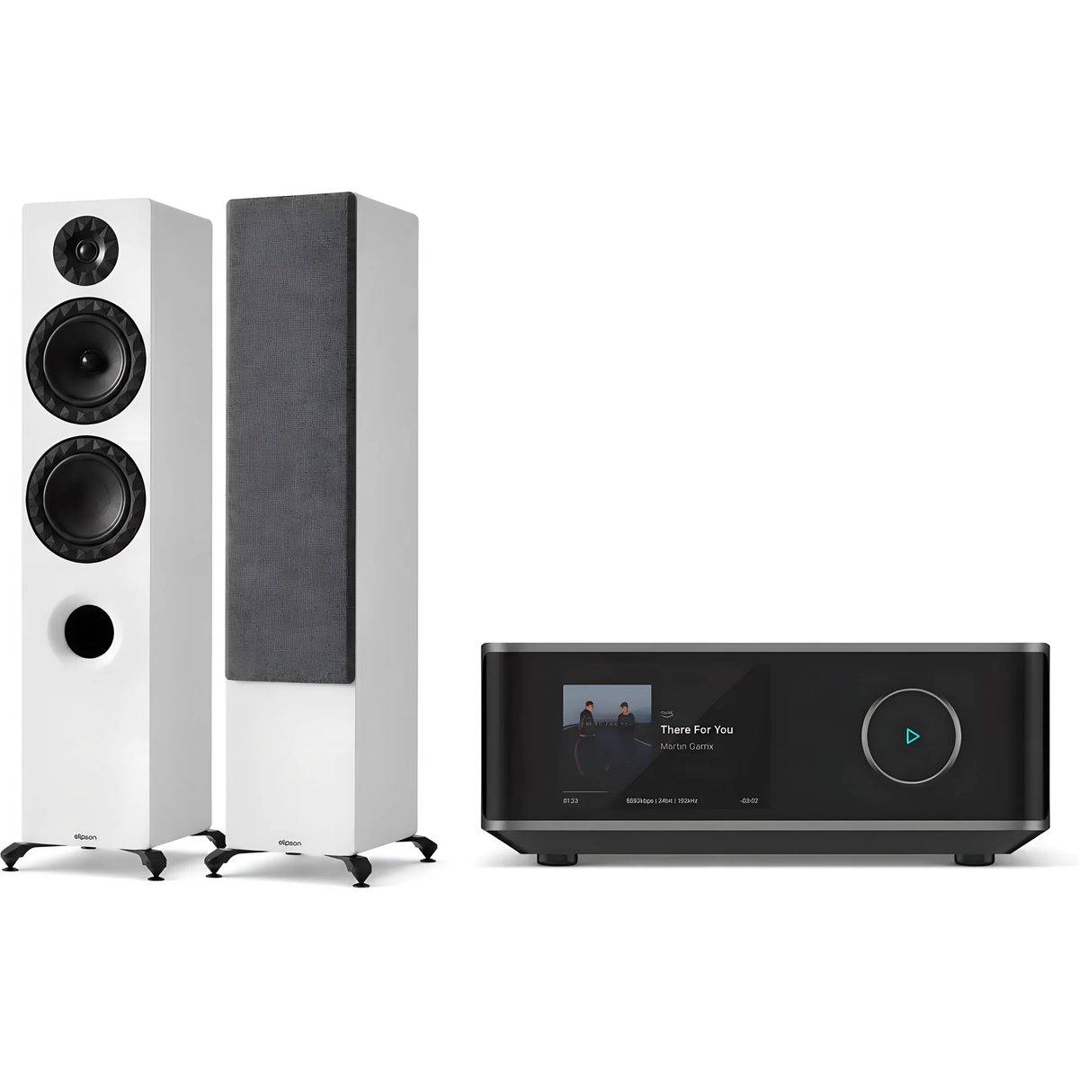 Elipson + WiiM Prestige Facet II 14F vit + Amp Ultra rymdgrå
