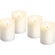 LED Vokslys m/ bevægelig flamme & timer, 4 stk.