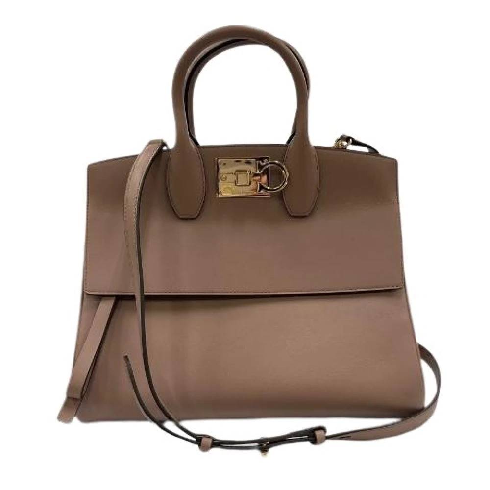 Salvatore Ferragamo Pre-owned Pre-owned Studio Soft Leather 2way Bag - Vintage - Dame - Brun - ONE SIZE - Uld